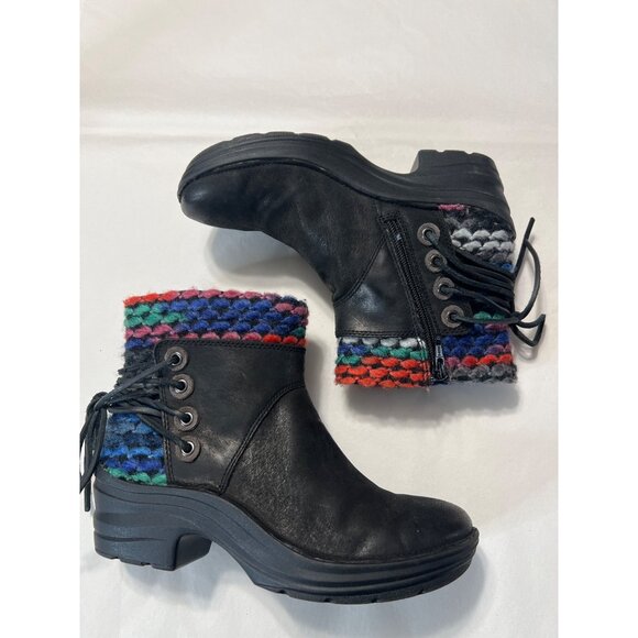 Bionica Black Leather Boots W/ Multicolor Knit  Size 6.5 - Picture 4 of 10